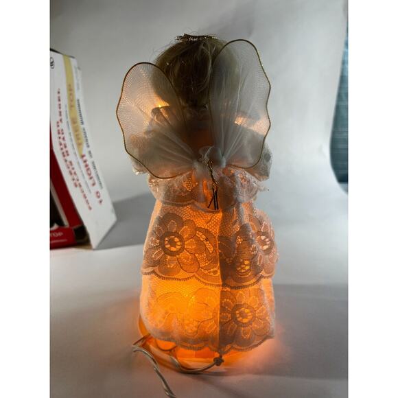 Vintage Lighted Angel Christmas Tree Topper Works Porcelain Face in Original Box - Picture 10 of 16